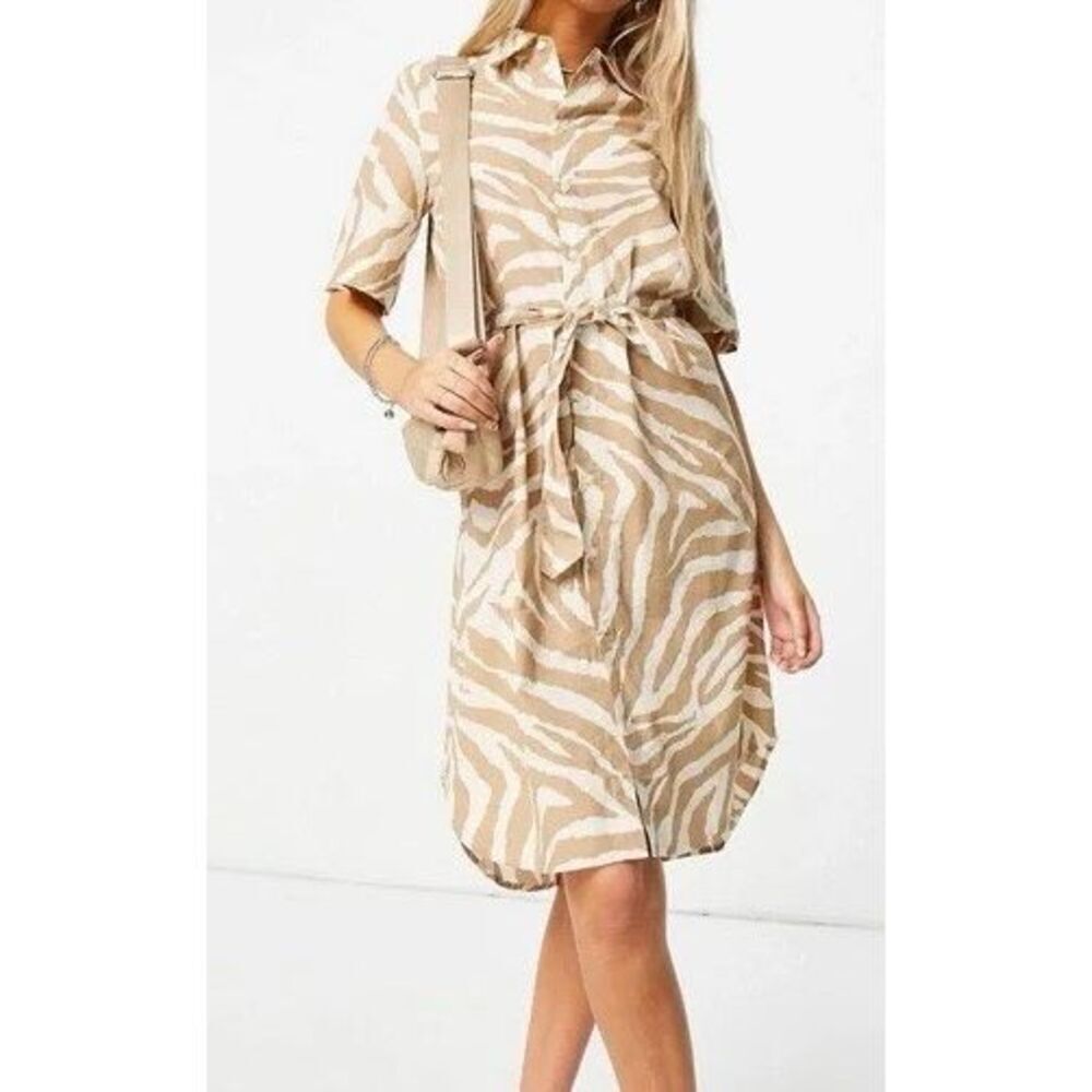 ONLY Tiger Print Lo-Hi Shirt Mini Dress Women’s Medium